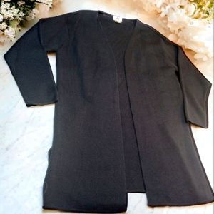 L & F Black Open Front Long Cardigan Made in Italy Size M